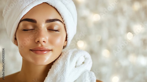 Woman in towel at spa