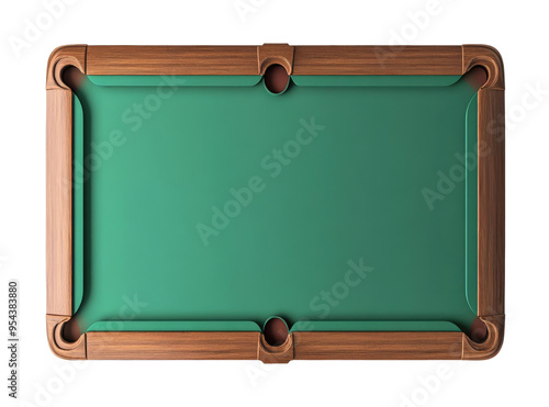 Empty pool table isolated on transparent background, top view photo