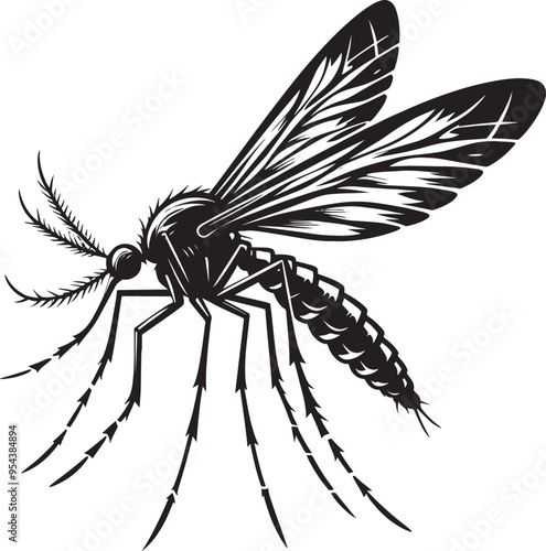 Mosquito Silhouette isolated on white background Minimalist mosquito vector illustration