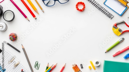 School stuff on white.