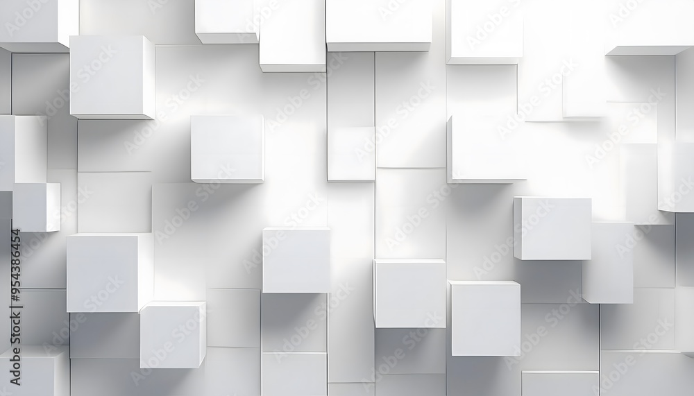 Abstract modern 3d square white technology communication concept background. Random shifted white cube square boxes block background wallpaper banner Abstract modern 3d square white technology communication concept background. Random shifted white cube square boxes block background wallpaper banner