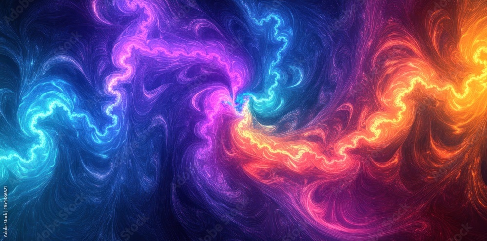 Abstract Swirling Neon Colors on a Dark Background Abstract Swirling Neon Colors on a Dark Background