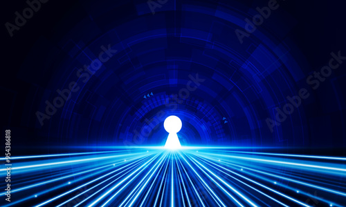 Abstract Door open Light of technology background Hitech communication concept innovation background vector design.