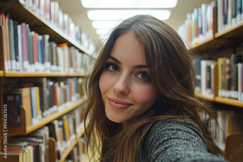 Selfie with a favorite book in the library Selfie with a favorite book in the library