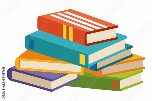 
Books icon, stack of colorful books clipart vector