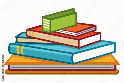 
Books icon, stack of colorful books clipart vector