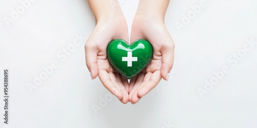 Wallpaper Mural Two hands holding a green heart with a white cross on it. Torontodigital.ca