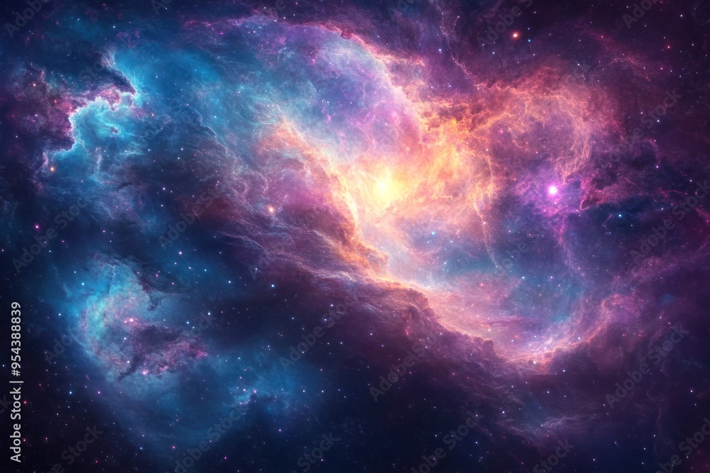 A Cosmic Nebula with Vibrant Colors and Scattered Stars A Cosmic Nebula with Vibrant Colors and Scattered Stars