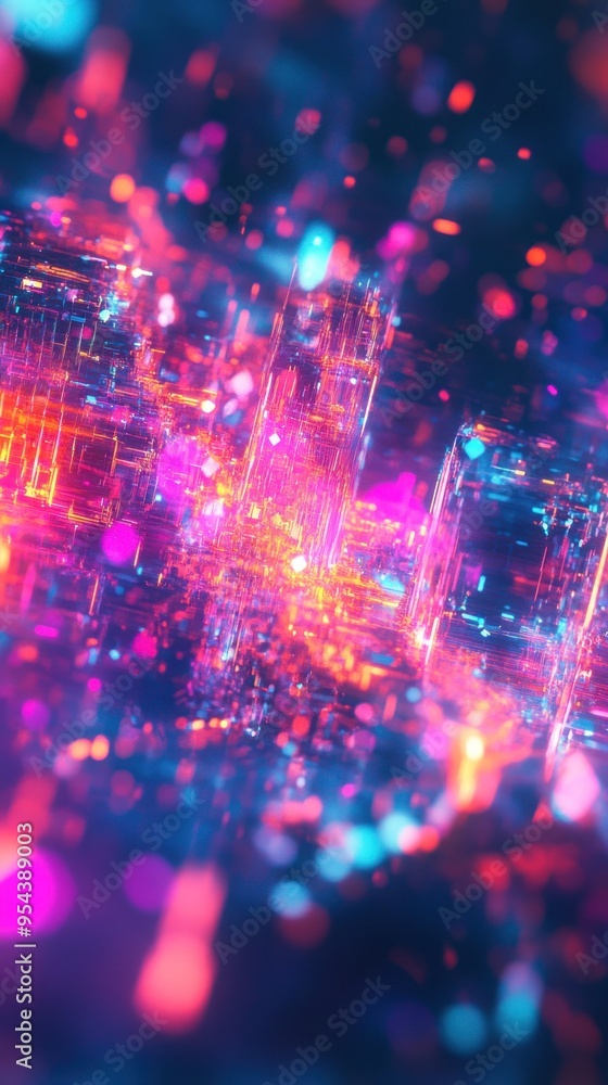 Abstract Cityscape with Neon Lights and Bokeh Abstract Cityscape with Neon Lights and Bokeh