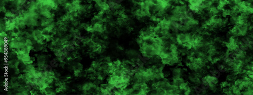 Abstract background with Scary green and black horror Textured Smoke. Old vintage retro green background texture. Bright nebula in space background. Green and black background