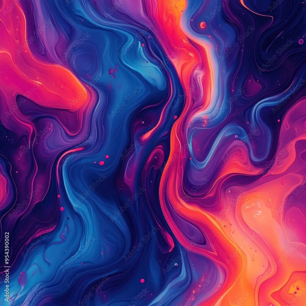 Abstract Swirling Fluid in Vibrant Hues of Blue, Pink, and Orange Abstract Swirling Fluid in Vibrant Hues of Blue, Pink, and Orange