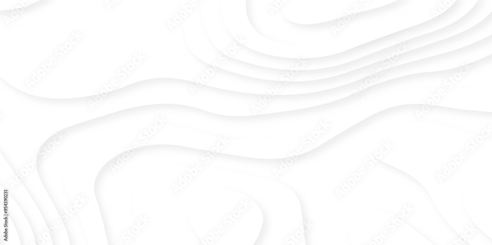 Abstract realistic papercut decoration textured with wavy layers. Contour maps. Topo contour map on white background, Abstract realistic papercut decoration textured with wavy layers. Contour maps. Topo contour map on white background,