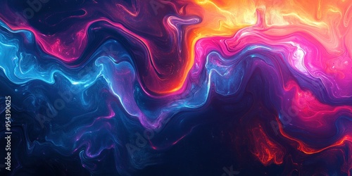 Abstract Swirling Liquid with Vibrant Hues and Glowing Details