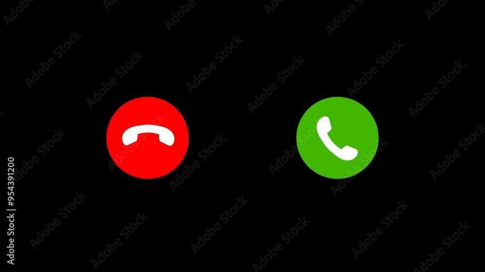 Phone call button screen animation on alpha channel, transparent ...
