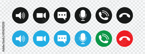Modern Video Call and Chat Icon Set for UI Design
