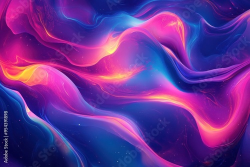 Wallpaper Mural Abstract Swirling Liquid with Neon Hues and Glitter Torontodigital.ca