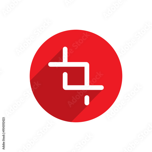 Crop tool icon with long shadow. Cropping concept