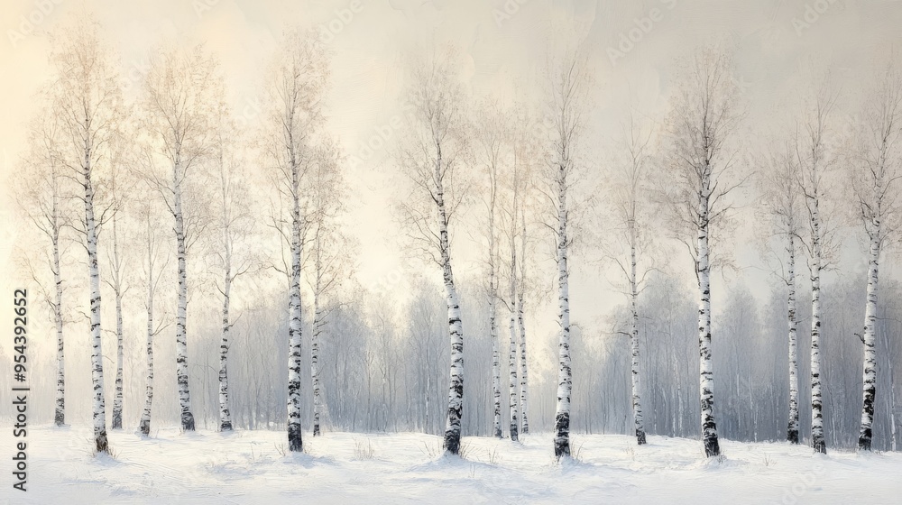 A Snowy Birch Forest in the Early Morning Light A Snowy Birch Forest in the Early Morning Light