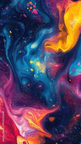 Abstract Cosmic Swirl of Colors and Glitter photo