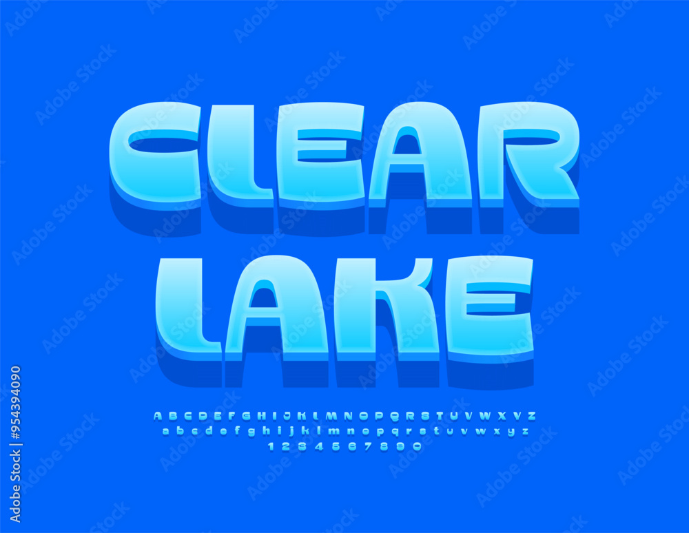 Vector eco template Clear Lake. Stylish Blue Font. Artistic Alphabet Letters and Numbers set. Vector eco template Clear Lake. Stylish Blue Font. Artistic Alphabet Letters and Numbers set.