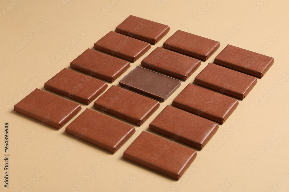 Brown chocolate bars on a light background Brown chocolate bars on a light background