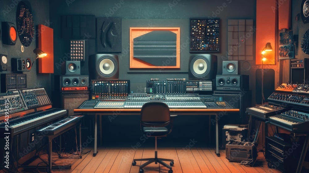 State-of-the-Art Music Studio with Professional Sound Equipment and Instruments State-of-the-Art Music Studio with Professional Sound Equipment and Instruments