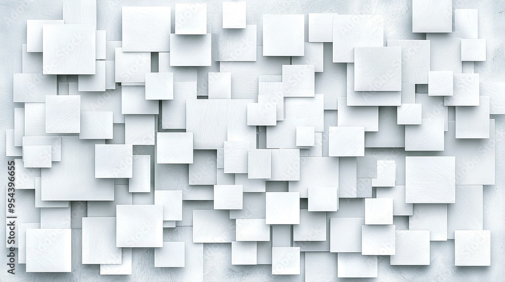 A white background featuring squares and rectangles of varying dimensions and forms in different colors A white background featuring squares and rectangles of varying dimensions and forms in different colors