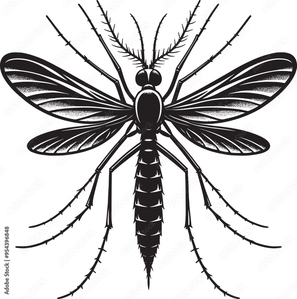 Mosquito Silhouette isolated on white background Minimalist mosquito vector illustration Mosquito Silhouette isolated on white background Minimalist mosquito vector illustration