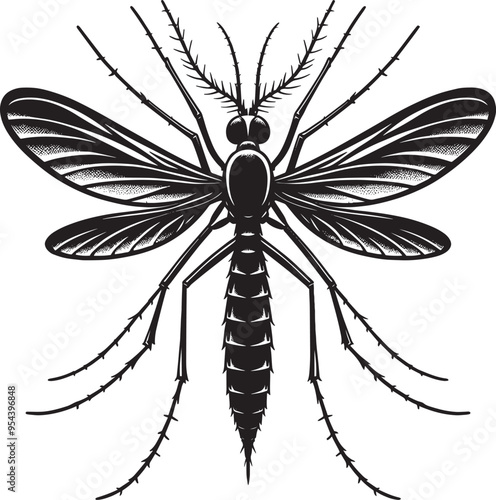 Mosquito Silhouette isolated on white background Minimalist mosquito vector illustration