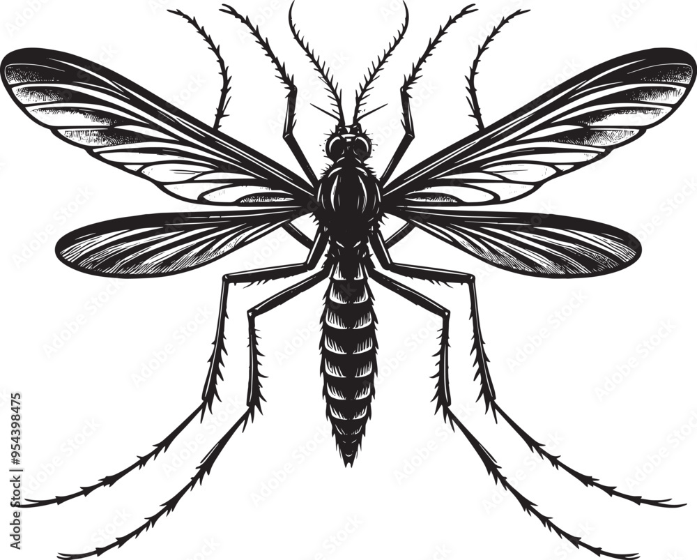 Mosquito Silhouette isolated on white background Minimalist mosquito vector illustration Mosquito Silhouette isolated on white background Minimalist mosquito vector illustration