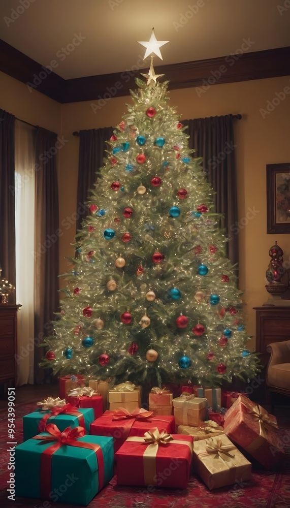 Festively Decorated Christmas Tree with Presents Festively Decorated Christmas Tree with Presents