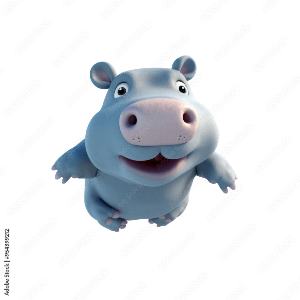 A cartoon hippopotamus with big eyes and a wide smile, looking happy and playful. A cartoon hippopotamus with big eyes and a wide smile, looking happy and playful.