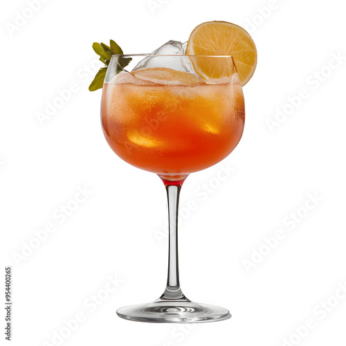 Isolated Bourbon Ginger Fizz Cocktail Drink Glass on a Transparent Background, Png Format, 3d Cocktail Drink Glass Image