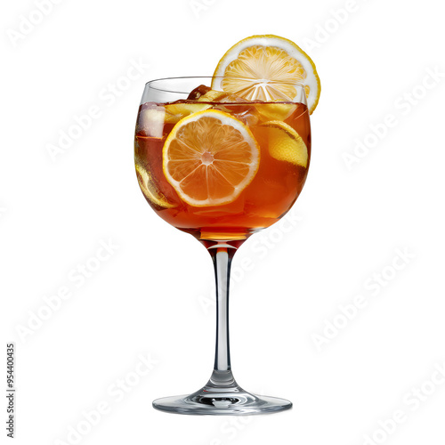 Isolated Bourbon Lemon Smash Cocktail Drink Glass on a Transparent Background, Png Format, 3d Cocktail Drink Glass Image