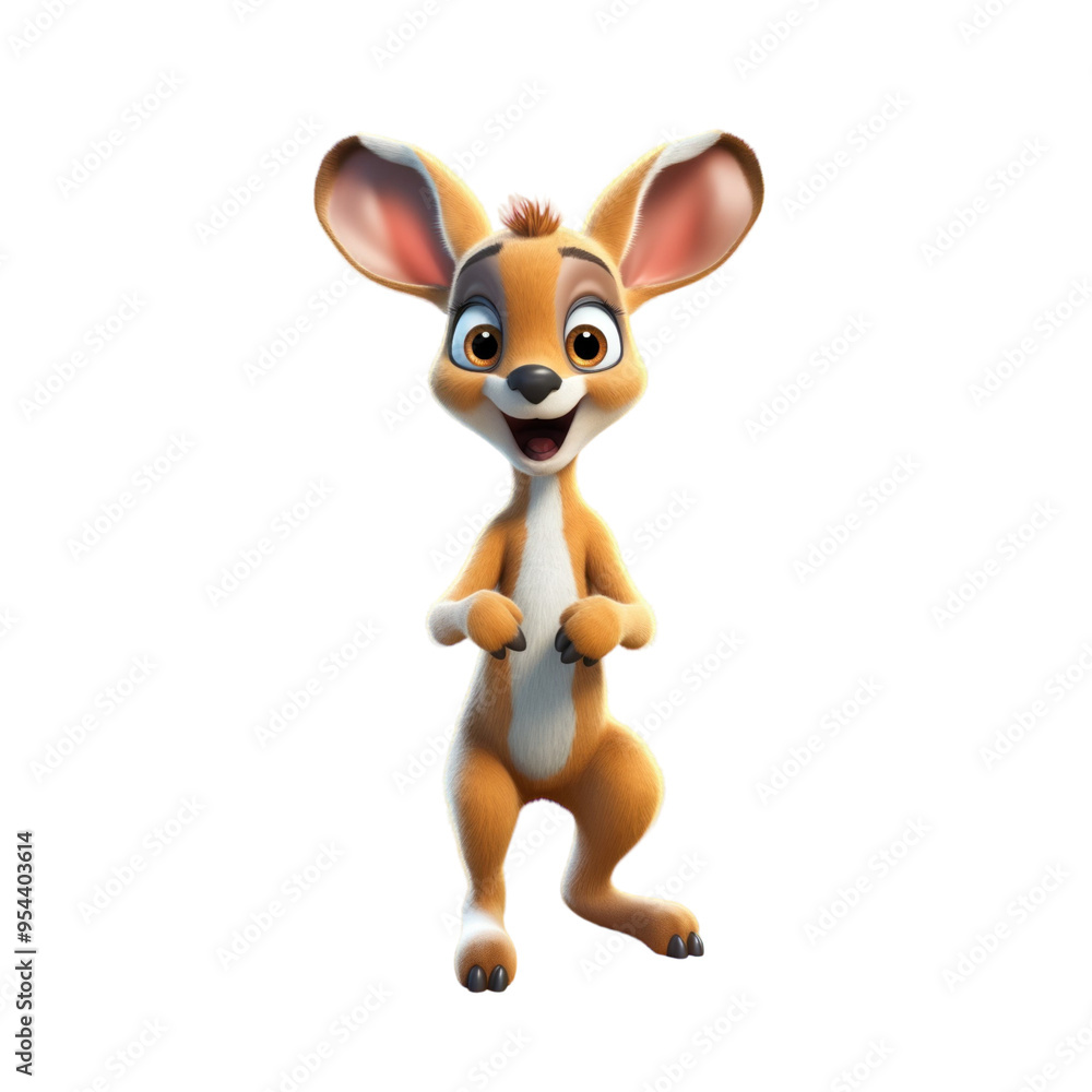 A cute cartoon kangaroo with big ears and a friendly smile. A cute cartoon kangaroo with big ears and a friendly smile.