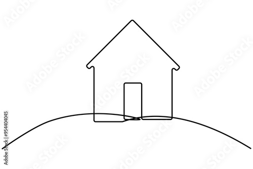 House continuous one line drawing of isolated outline vector icon