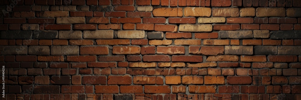 Fototapeta premium Old wall background with stained, aged bricks