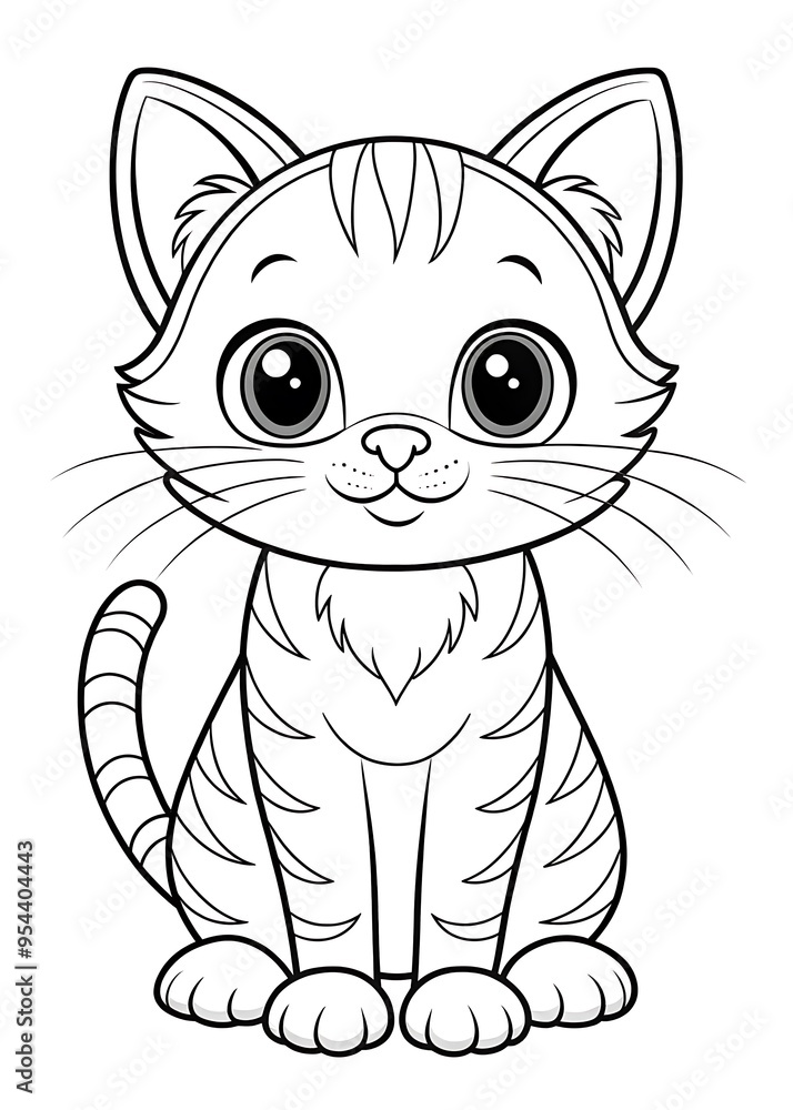 Fototapeta premium Detailed Cat Coloring Pages: Intricate and Fun for Kids. Cute. Cat. Coloring. Pages. Intricate