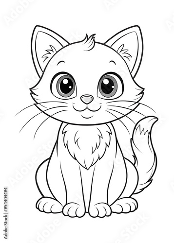 Printable Cat Coloring Pages: Easy and Fun to Print. Cute. Cat. Coloring. Pages. Printable