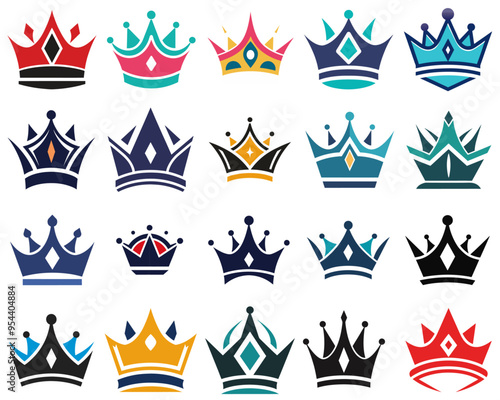 A set of Crown icons, Crown logo design bundle 