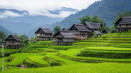 A picturesque view of a hill tribe village in northern Thailand