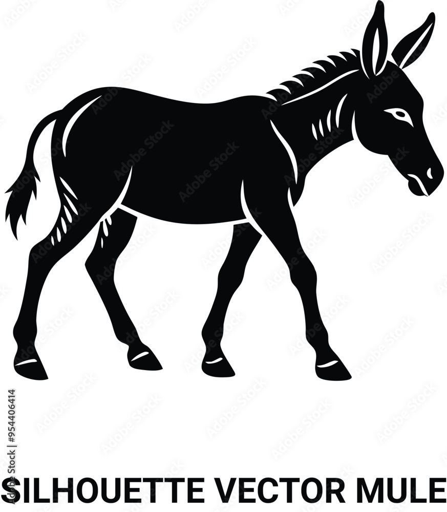 Obraz premium Mule walking silhouette vector