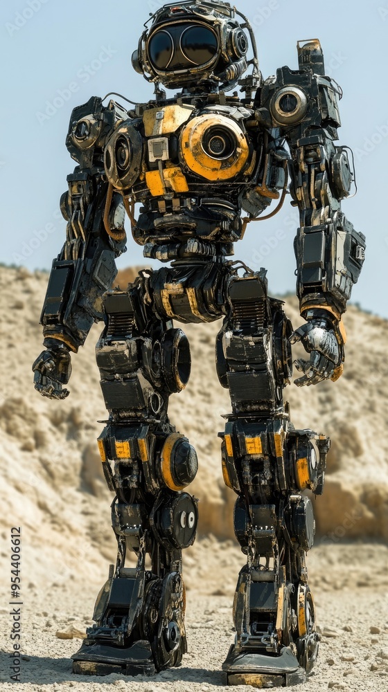 Bipedal robot, wearing a spacesuit, exploring a lunar landscape, under harsh sunlight Bipedal robot, wearing a spacesuit, exploring a lunar landscape, under harsh sunlight