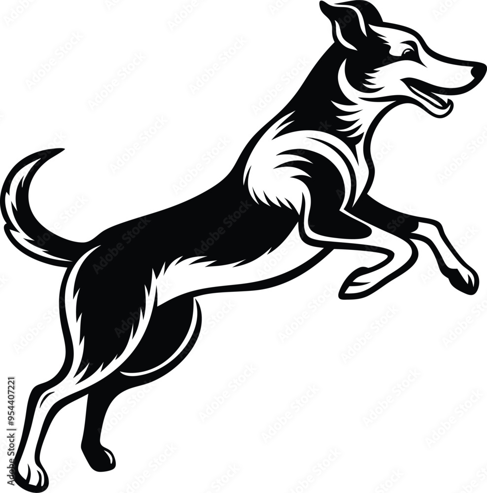 Fototapeta premium dog jump silhouette vector