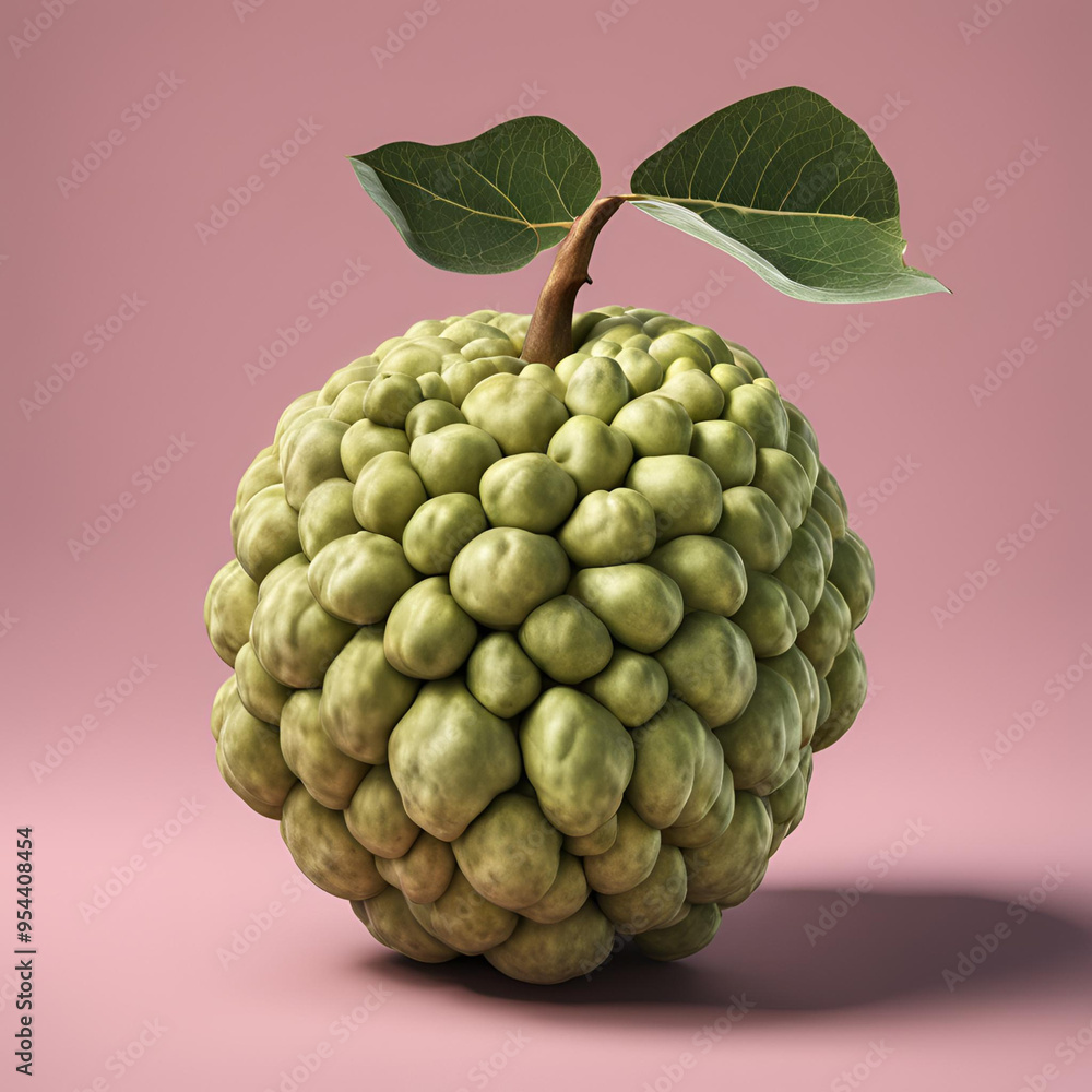 A Custard apple, front view, studio photo A Custard apple, front view, studio photo