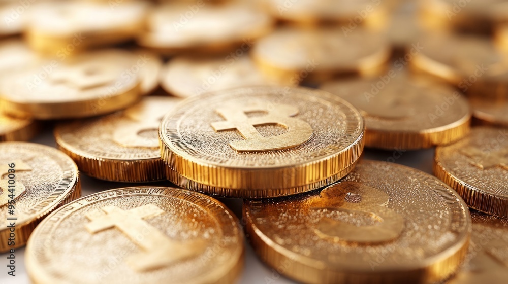 Gold Dollar Coins Appearing on White Background: A Dynamic Representation of Growing Investments and Financial Prosperity Gold Dollar Coins Appearing on White Background: A Dynamic Representation of Growing Investments and Financial Prosperity