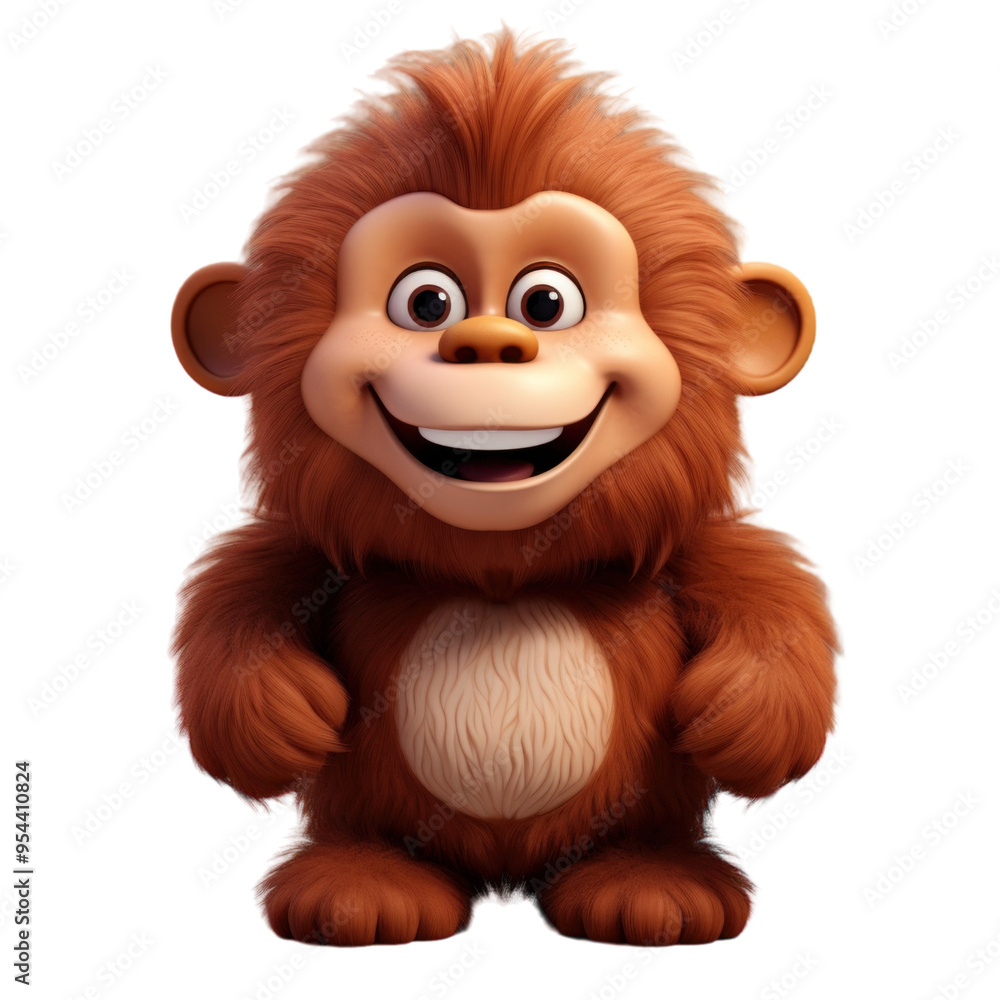 A cute, cartoon-style monkey with brown fur and big brown eyes smiling at the camera. A cute, cartoon-style monkey with brown fur and big brown eyes smiling at the camera.