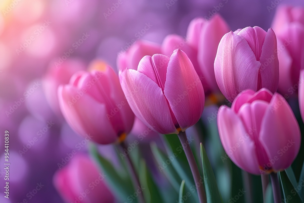 Purple tulips and roses on purple background Purple tulips and roses on purple background