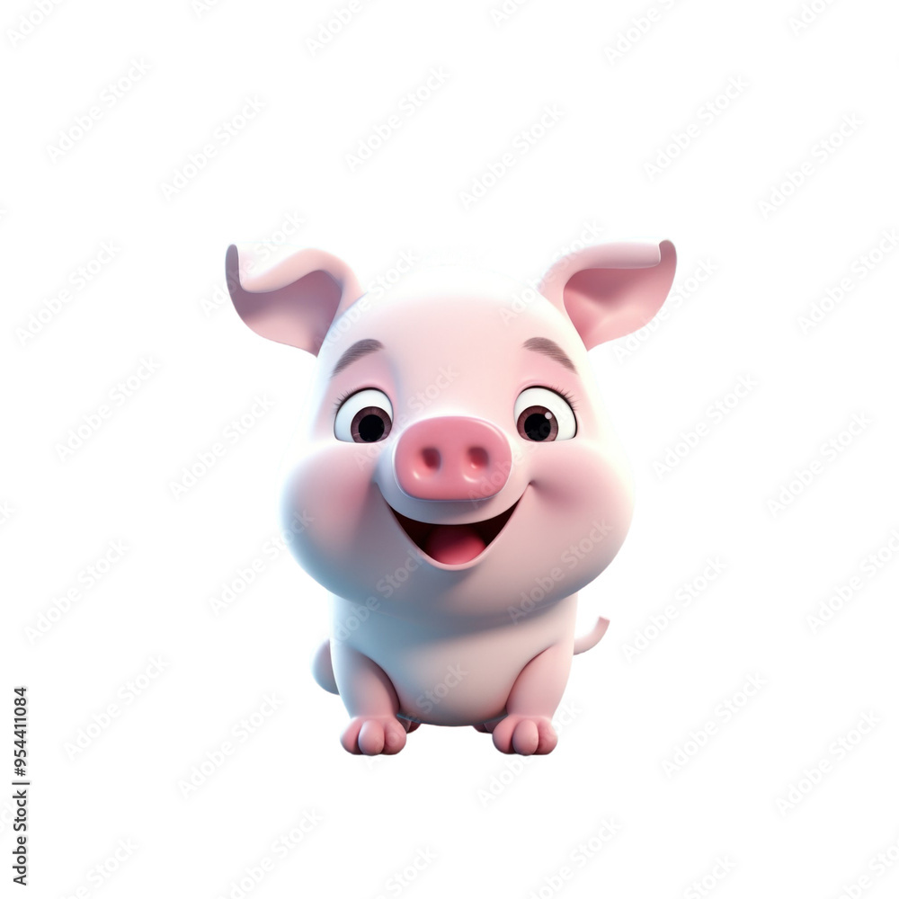 A cute, cartoon-style piglet with big brown eyes, a pink snout, and a happy smile. A cute, cartoon-style piglet with big brown eyes, a pink snout, and a happy smile.