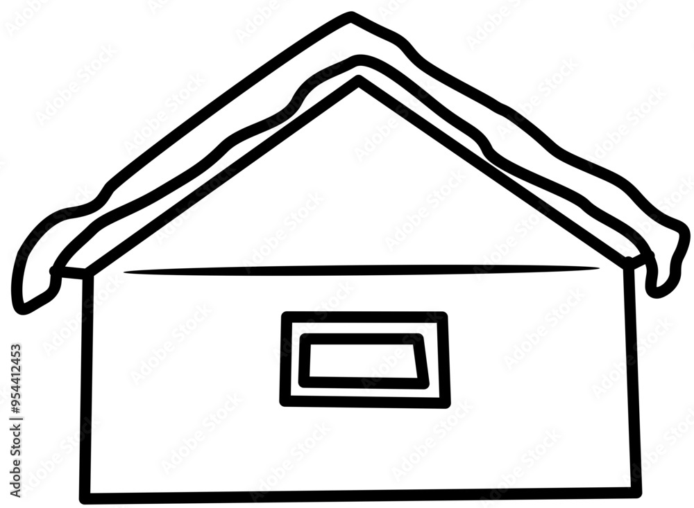 Snowy House in Winter outline Snowy House in Winter outline